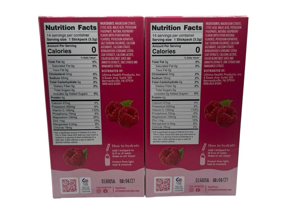 Ultima Replenisher Daily Electrolytes Drink Mix RASPBERRY - 28 Stickpacks - NEW - Picture 3 of 4
